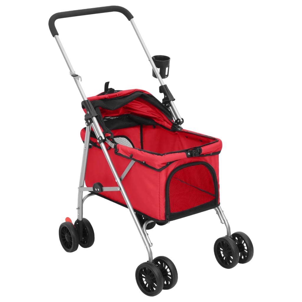 Hondenwagen inklapbaar 76x50x100 cm oxford stof rood is nu te koop bij PeponiXL, paradijselijk wonen!