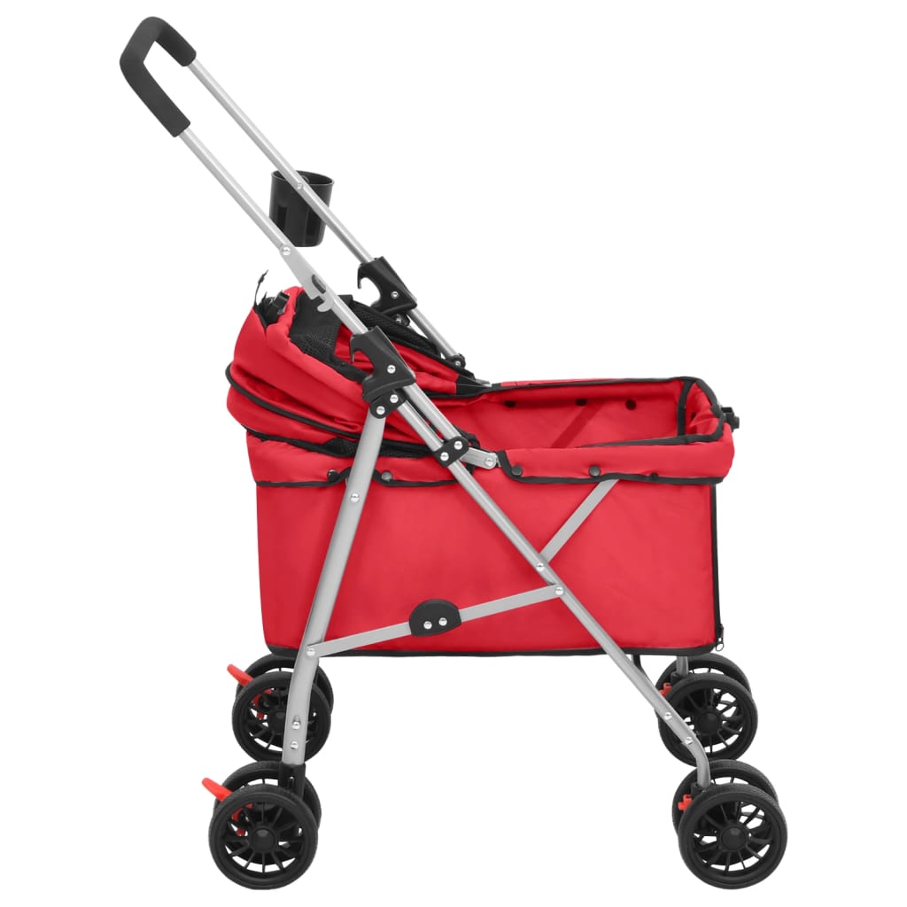Hondenwagen inklapbaar 76x50x100 cm oxford stof rood is nu te koop bij PeponiXL, paradijselijk wonen!