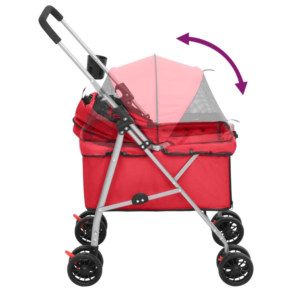 Hondenwagen inklapbaar 76x50x100 cm oxford stof rood is nu te koop bij PeponiXL, paradijselijk wonen!