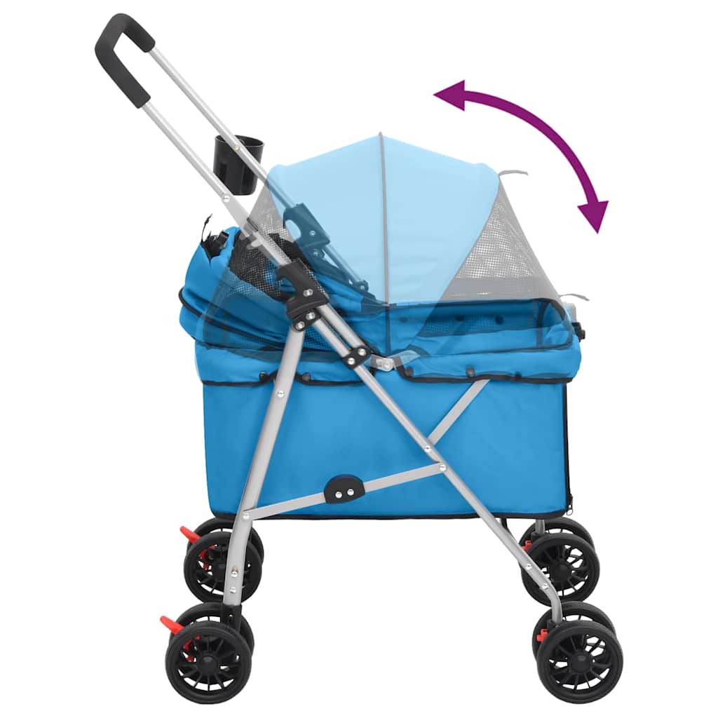Hondenwagen inklapbaar 76x50x100 cm oxford stof blauw is nu te koop bij PeponiXL, paradijselijk wonen!