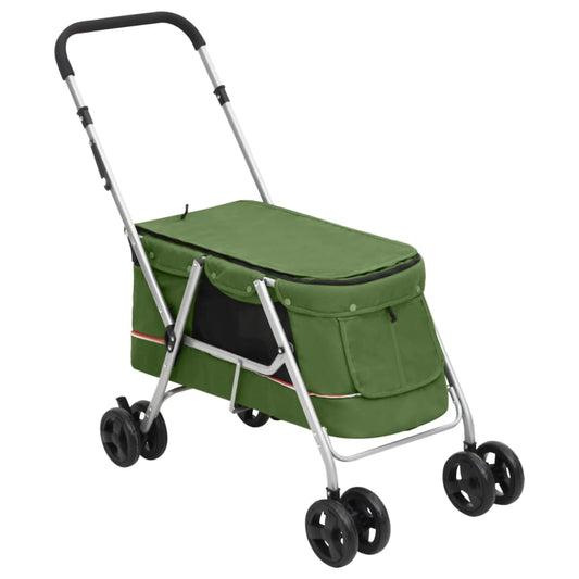 Hondenwagen inklapbaar 100x49x96 cm linnenstof groen is nu te koop bij PeponiXL, paradijselijk wonen!
