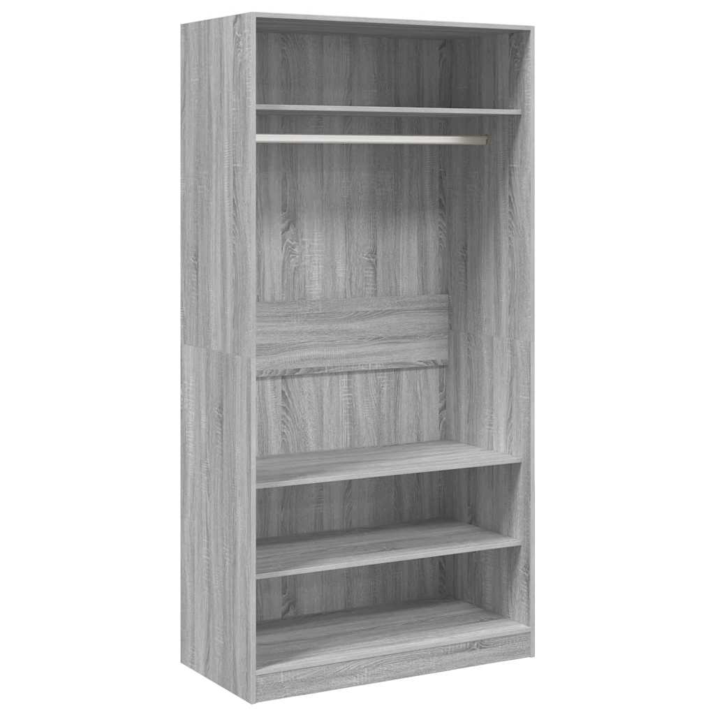 Kledingkast 100x50x200 cm bewerkt hout grijs sonoma eikenkleur is nu te koop bij PeponiXL, paradijselijk wonen!