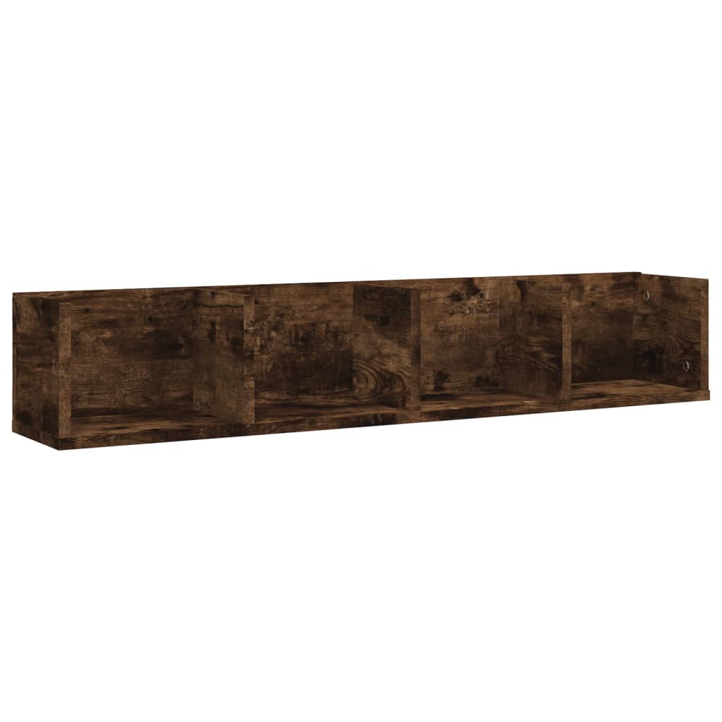 CD-wandschap 100x18x18 cm bewerkt hout gerookt eikenkleurig is nu te koop bij PeponiXL, paradijselijk wonen!