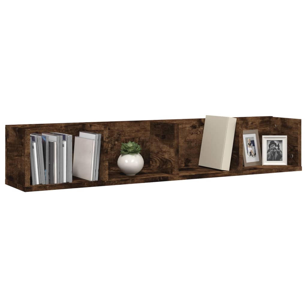 CD-wandschap 100x18x18 cm bewerkt hout gerookt eikenkleurig is nu te koop bij PeponiXL, paradijselijk wonen!