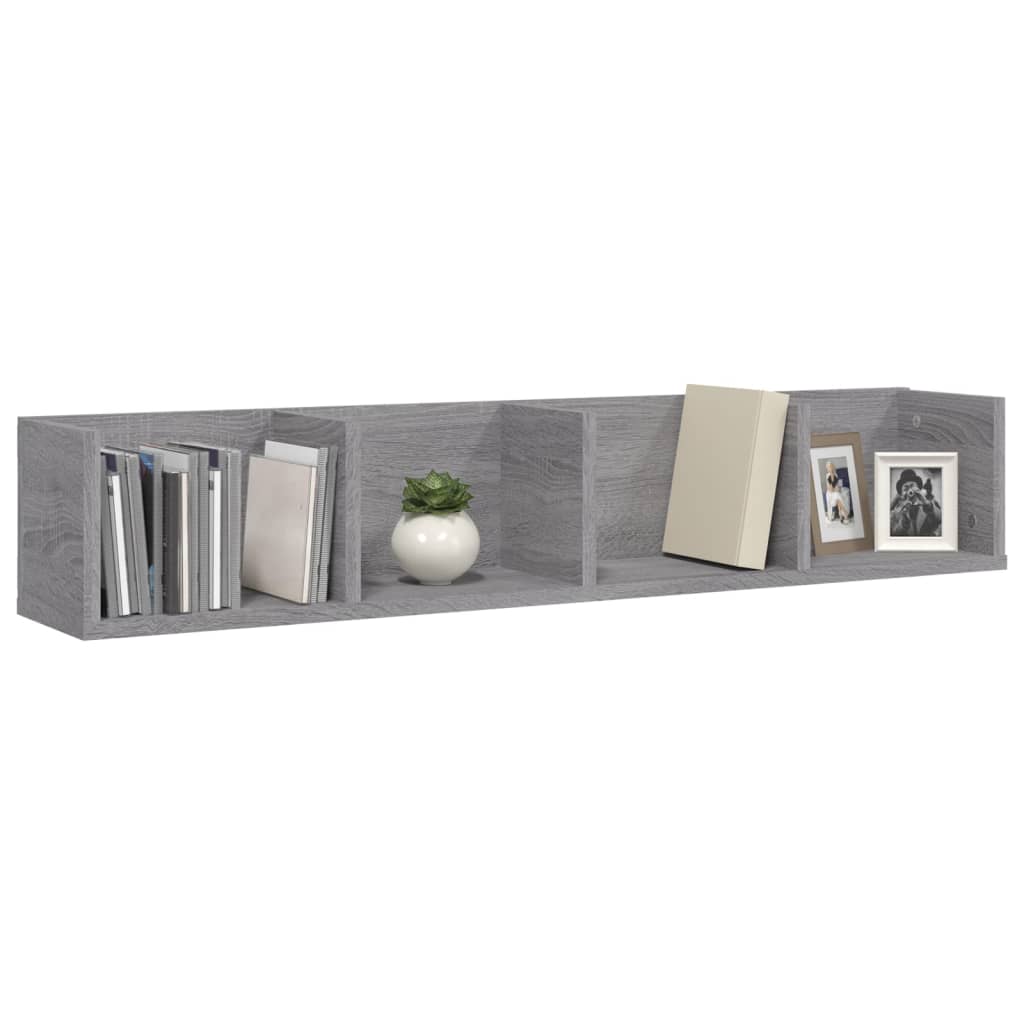 Wandschap CD 100x18x18 cm bewerkt hout grijs sonoma eikenkleur is nu te koop bij PeponiXL, paradijselijk wonen!