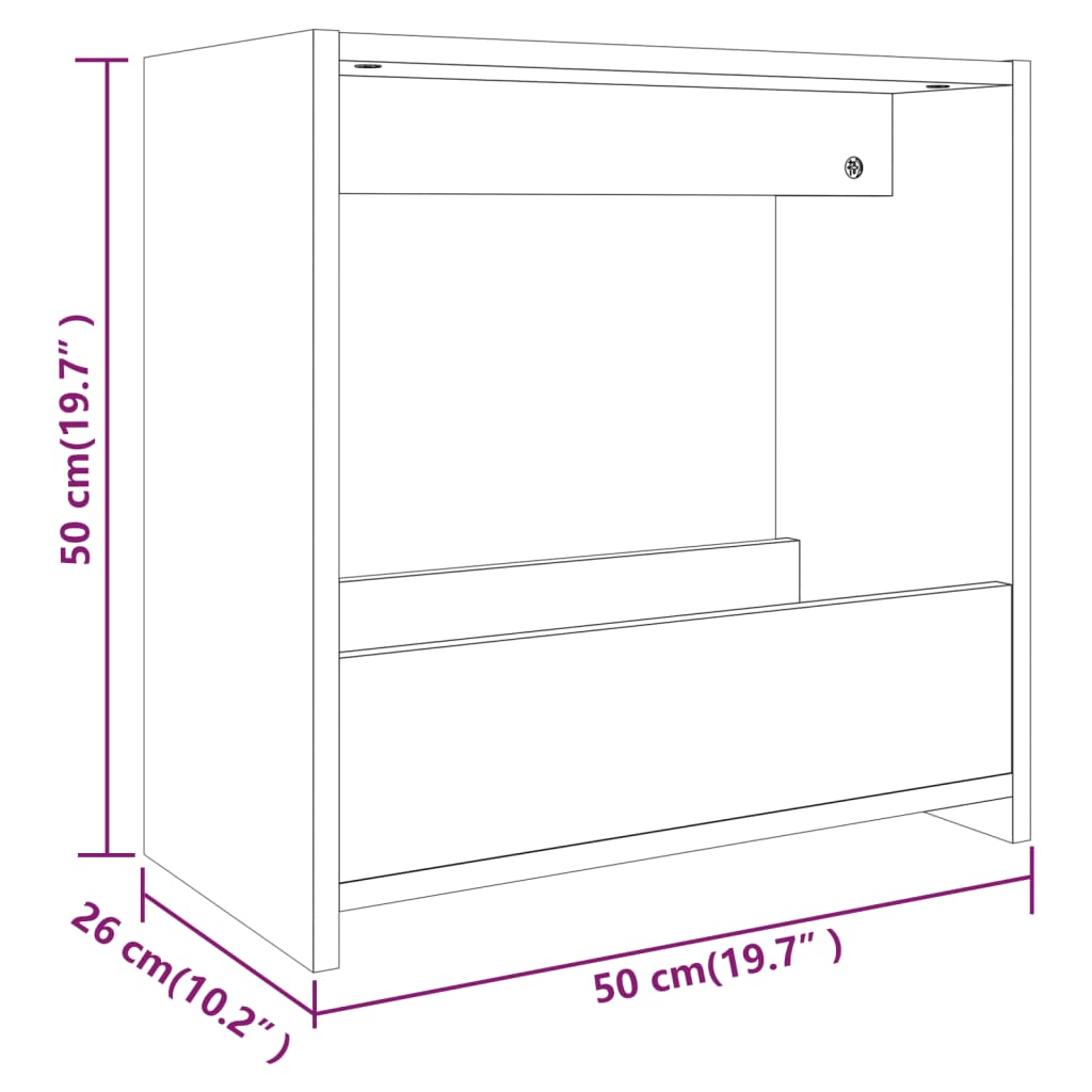 Bijzettafel 50x26x50 cm bewerkt hout bruin eikenkleur is nu te koop bij PeponiXL, paradijselijk wonen!