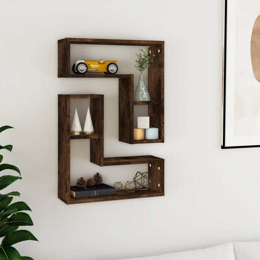 Wandschappen 2 st 50x15x50 cm bewerkt hout gerookt eikenkleurig is nu te koop bij PeponiXL, paradijselijk wonen!
