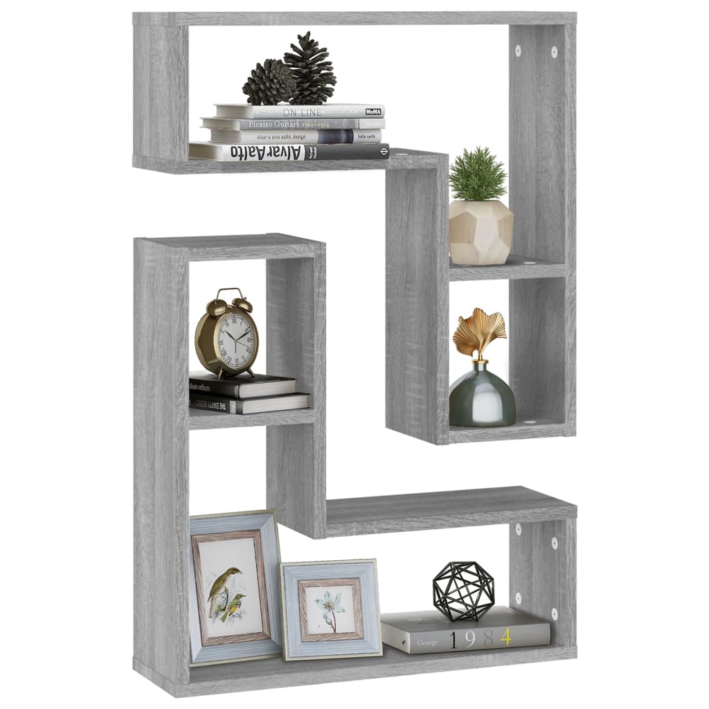 Wandschappen 2 st 50x15x50 cm bewerkt hout grijs sonoma eiken is nu te koop bij PeponiXL, paradijselijk wonen!