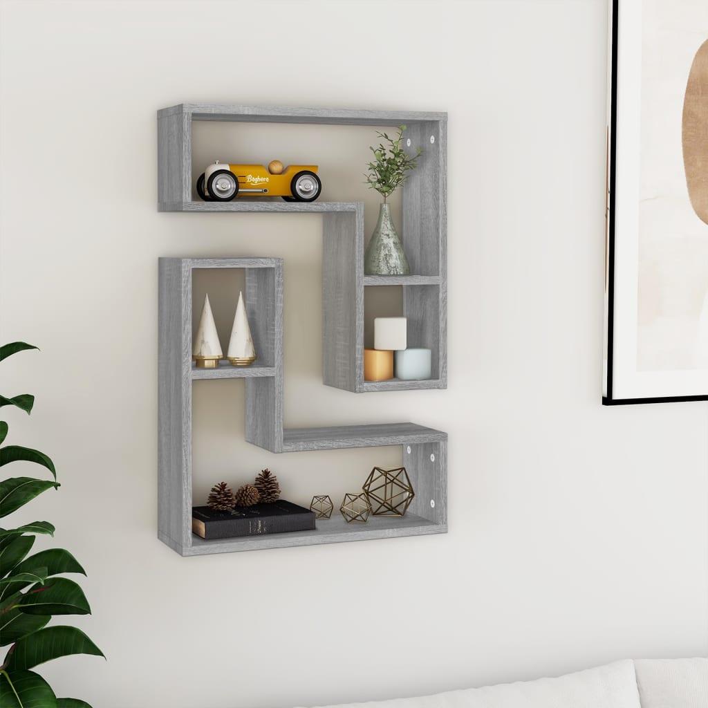 Wandschappen 2 st 50x15x50 cm bewerkt hout grijs sonoma eiken is nu te koop bij PeponiXL, paradijselijk wonen!