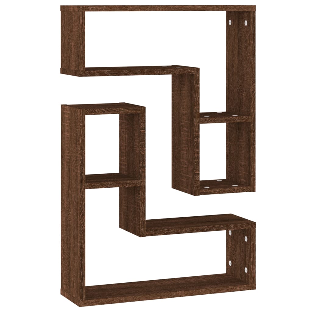 Wandschappen 2 st 50x15x50 cm bewerkt hout bruin eikenkleur is nu te koop bij PeponiXL, paradijselijk wonen!