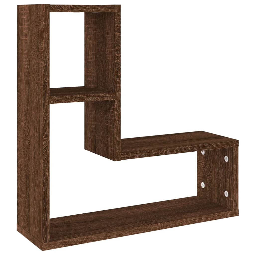 Wandschappen 2 st 50x15x50 cm bewerkt hout bruin eikenkleur is nu te koop bij PeponiXL, paradijselijk wonen!