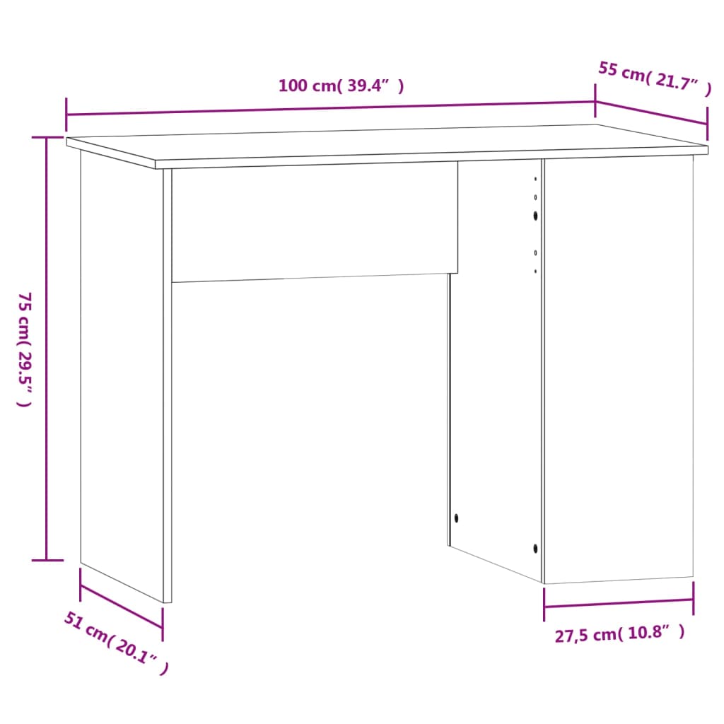 Bureau 100x55x75 cm bewerkt hout zwart is nu te koop bij PeponiXL, paradijselijk wonen!