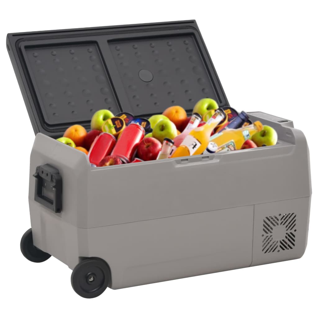 Koelbox met wielen en adapter 36 L PP en PE zwart en grijs is nu te koop bij PeponiXL, paradijselijk wonen!