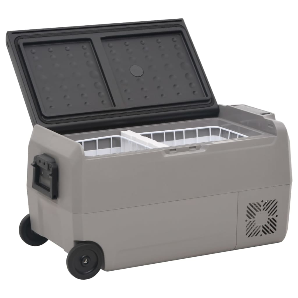 Koelbox met wielen en adapter 36 L PP en PE zwart en grijs is nu te koop bij PeponiXL, paradijselijk wonen!