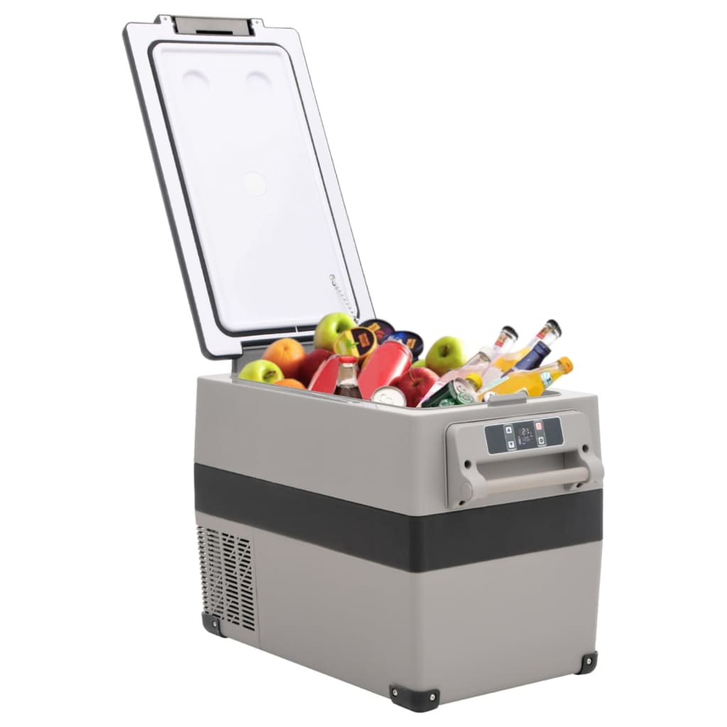 Koelbox met handvat en adapter 35 L PP & PE zwart en grijs is nu te koop bij PeponiXL, paradijselijk wonen!