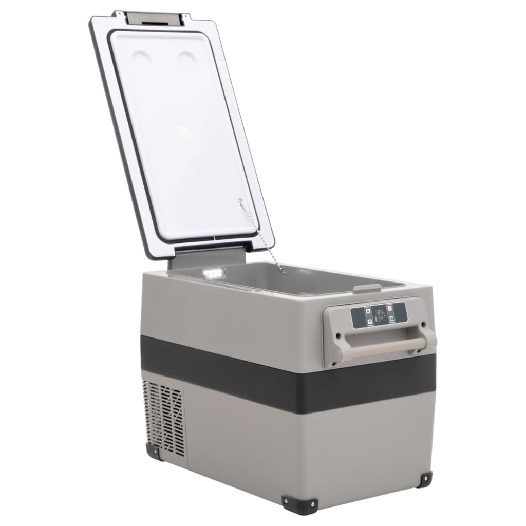 Koelbox met handvat en adapter 35 L PP & PE zwart en grijs is nu te koop bij PeponiXL, paradijselijk wonen!
