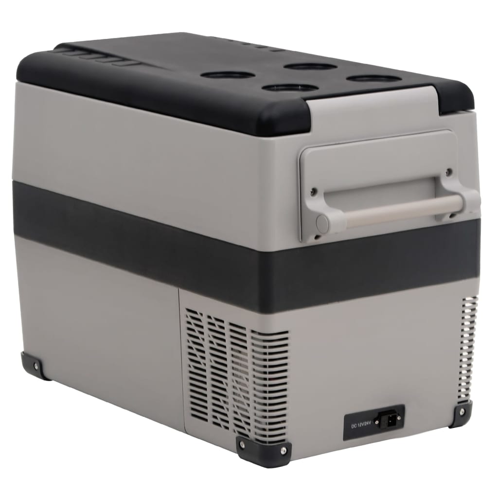 Koelbox met handvat en adapter 35 L PP & PE zwart en grijs is nu te koop bij PeponiXL, paradijselijk wonen!