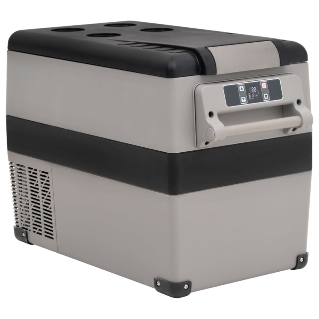Koelbox met handvat en adapter 55 L PP & PE zwart en grijs is nu te koop bij PeponiXL, paradijselijk wonen!