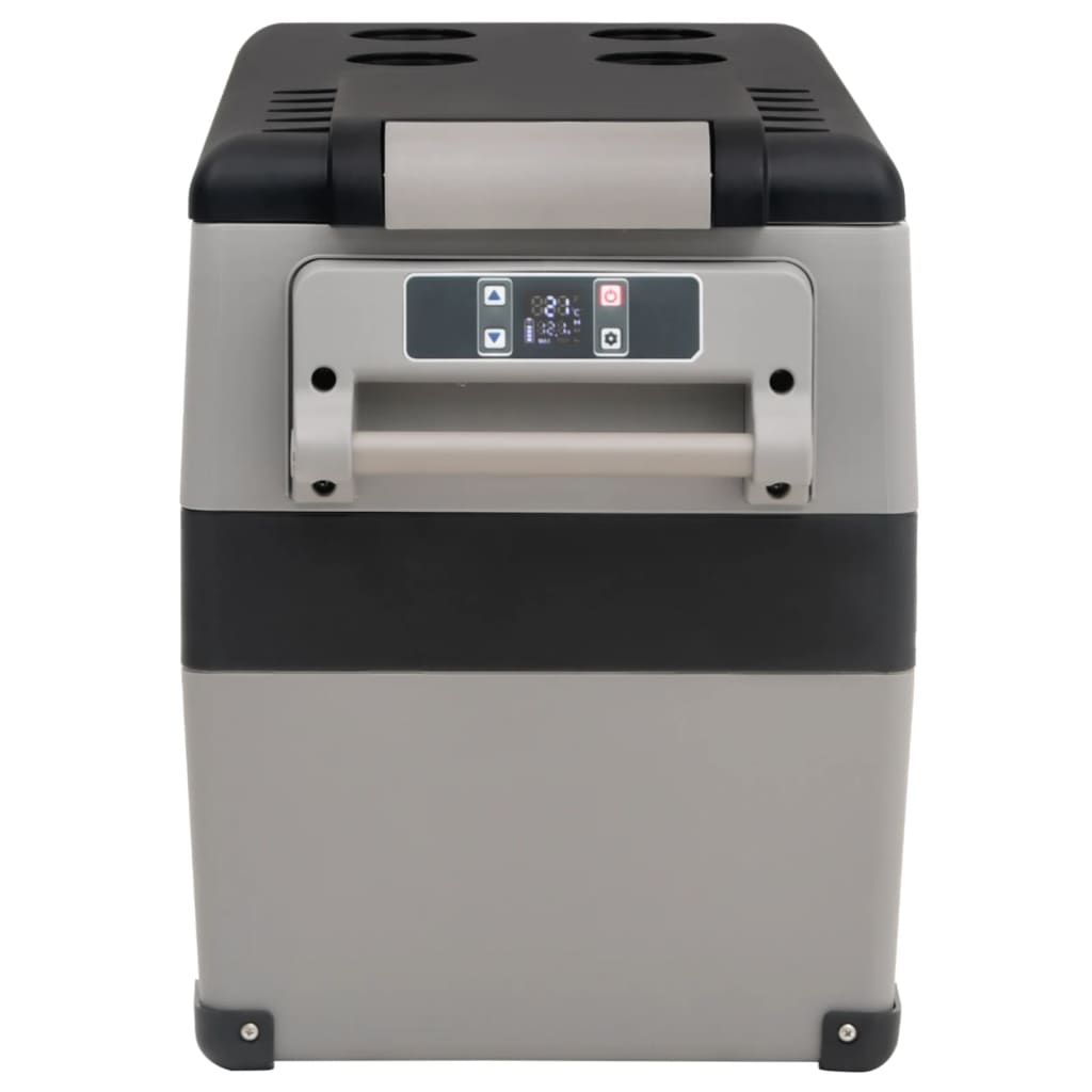 Koelbox met handvat en adapter 55 L PP & PE zwart en grijs is nu te koop bij PeponiXL, paradijselijk wonen!