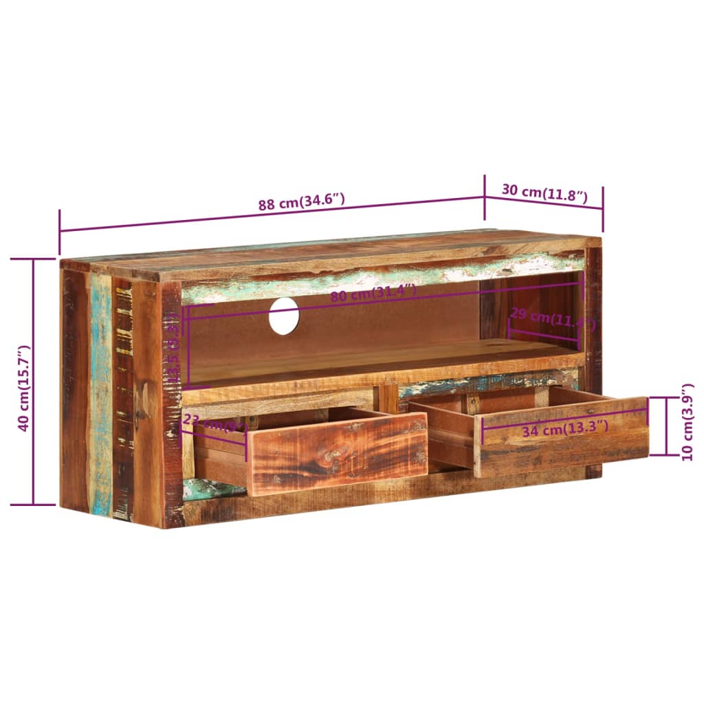 Tv-meubels 2 st 88x30x40 cm massief gerecycled hout is nu te koop bij PeponiXL, paradijselijk wonen!