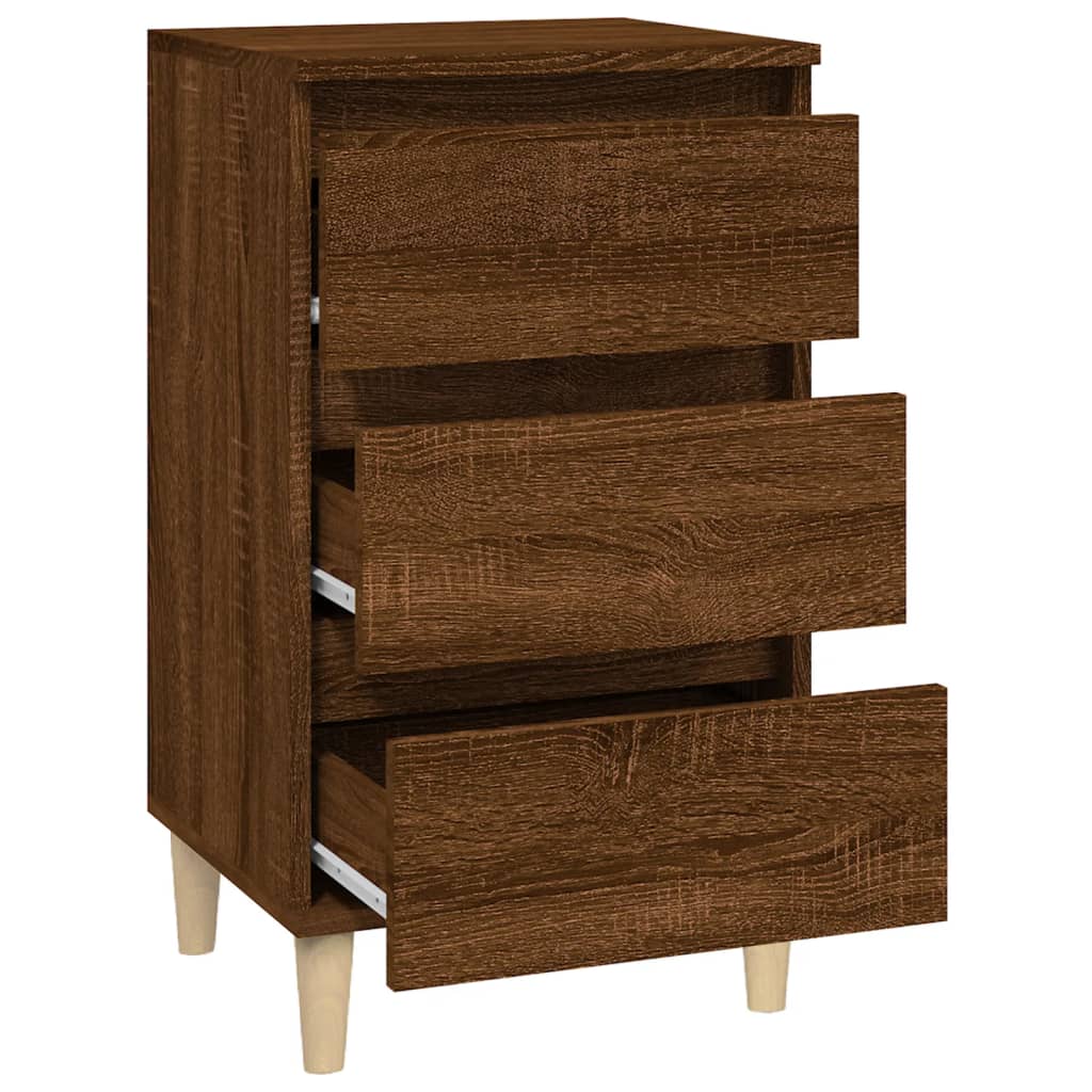 Nachtkastje 40x35x70 cm bewerkt hout bruin eikenkleur is nu te koop bij PeponiXL, paradijselijk wonen!