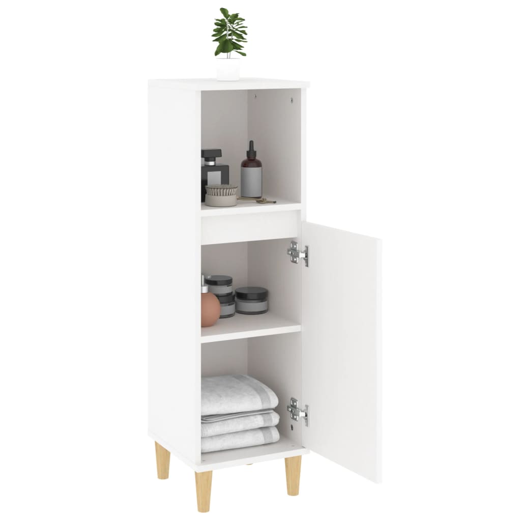 Badkamerkast 30x30x100 cm bewerkt hout wit is nu te koop bij PeponiXL, paradijselijk wonen!
