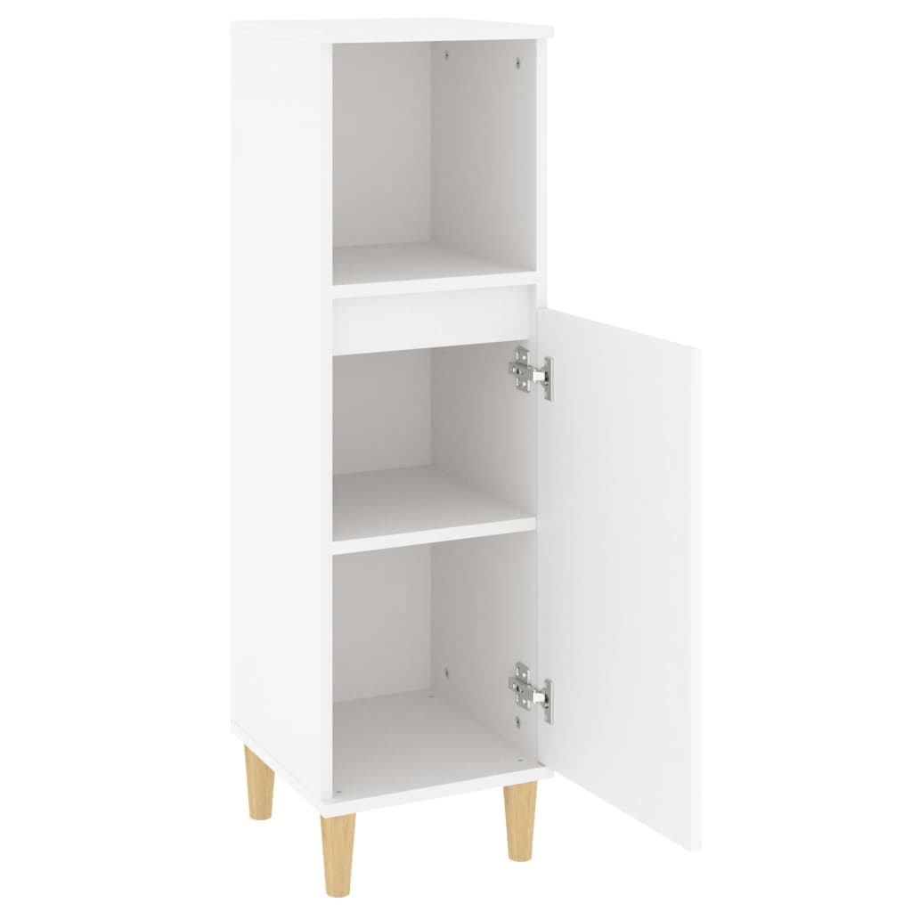 Badkamerkast 30x30x100 cm bewerkt hout wit is nu te koop bij PeponiXL, paradijselijk wonen!
