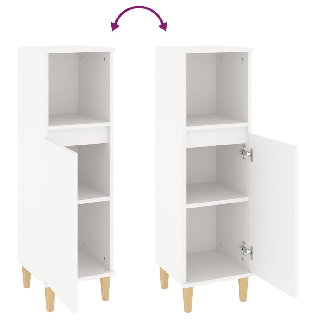 Badkamerkast 30x30x100 cm bewerkt hout wit is nu te koop bij PeponiXL, paradijselijk wonen!