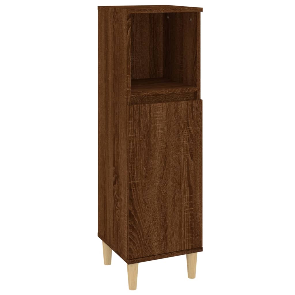 Badkamerkast 30x30x100 cm bewerkt hout bruin eikenkleur is nu te koop bij PeponiXL, paradijselijk wonen!