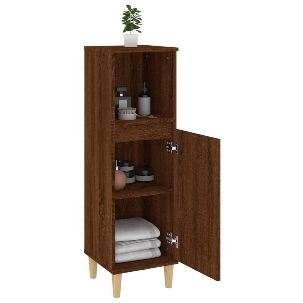 Badkamerkast 30x30x100 cm bewerkt hout bruin eikenkleur is nu te koop bij PeponiXL, paradijselijk wonen!