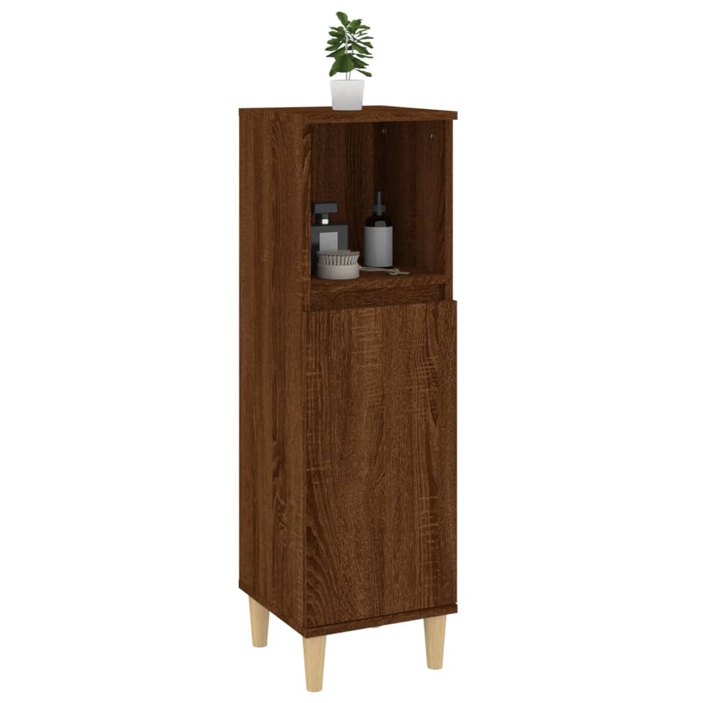 Badkamerkast 30x30x100 cm bewerkt hout bruin eikenkleur is nu te koop bij PeponiXL, paradijselijk wonen!