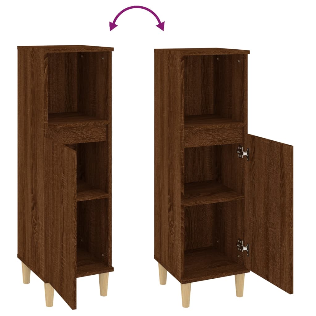 Badkamerkast 30x30x100 cm bewerkt hout bruin eikenkleur is nu te koop bij PeponiXL, paradijselijk wonen!