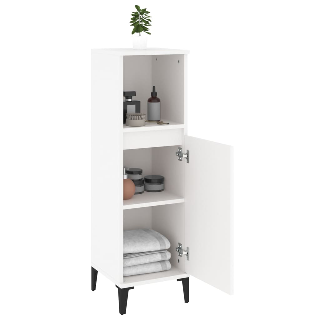 Badkamerkast 30x30x100 cm bewerkt hout wit is nu te koop bij PeponiXL, paradijselijk wonen!