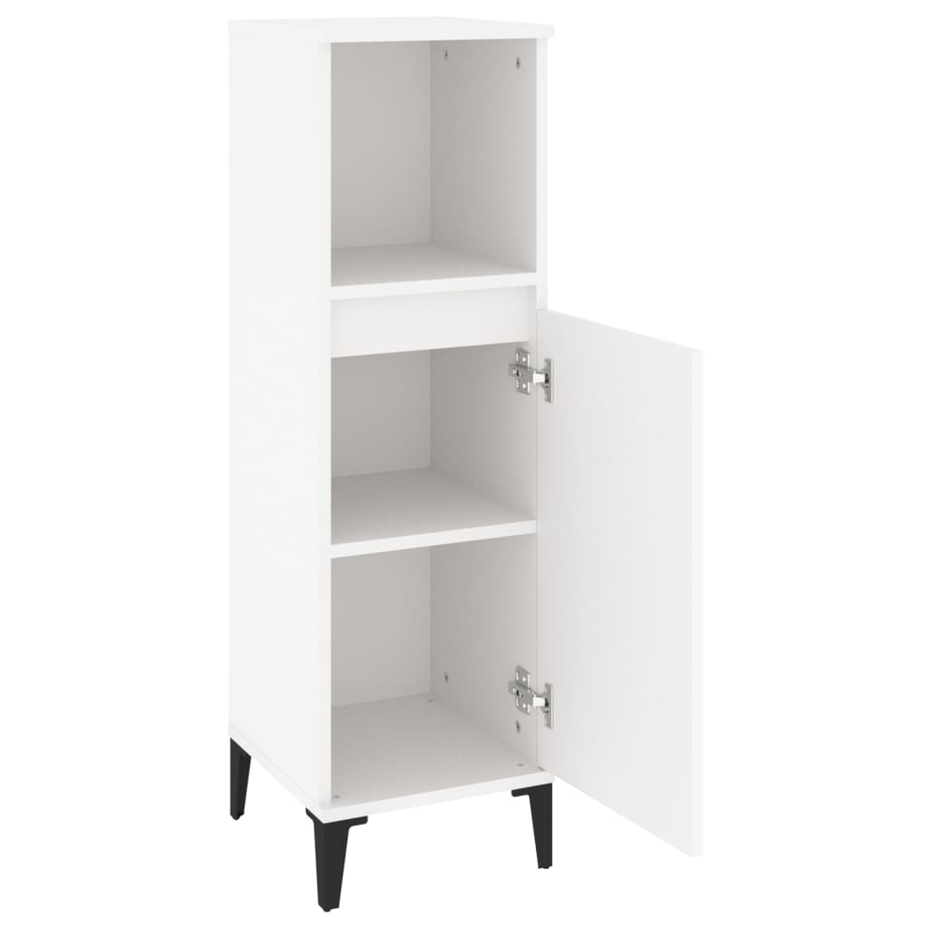 Badkamerkast 30x30x100 cm bewerkt hout wit is nu te koop bij PeponiXL, paradijselijk wonen!