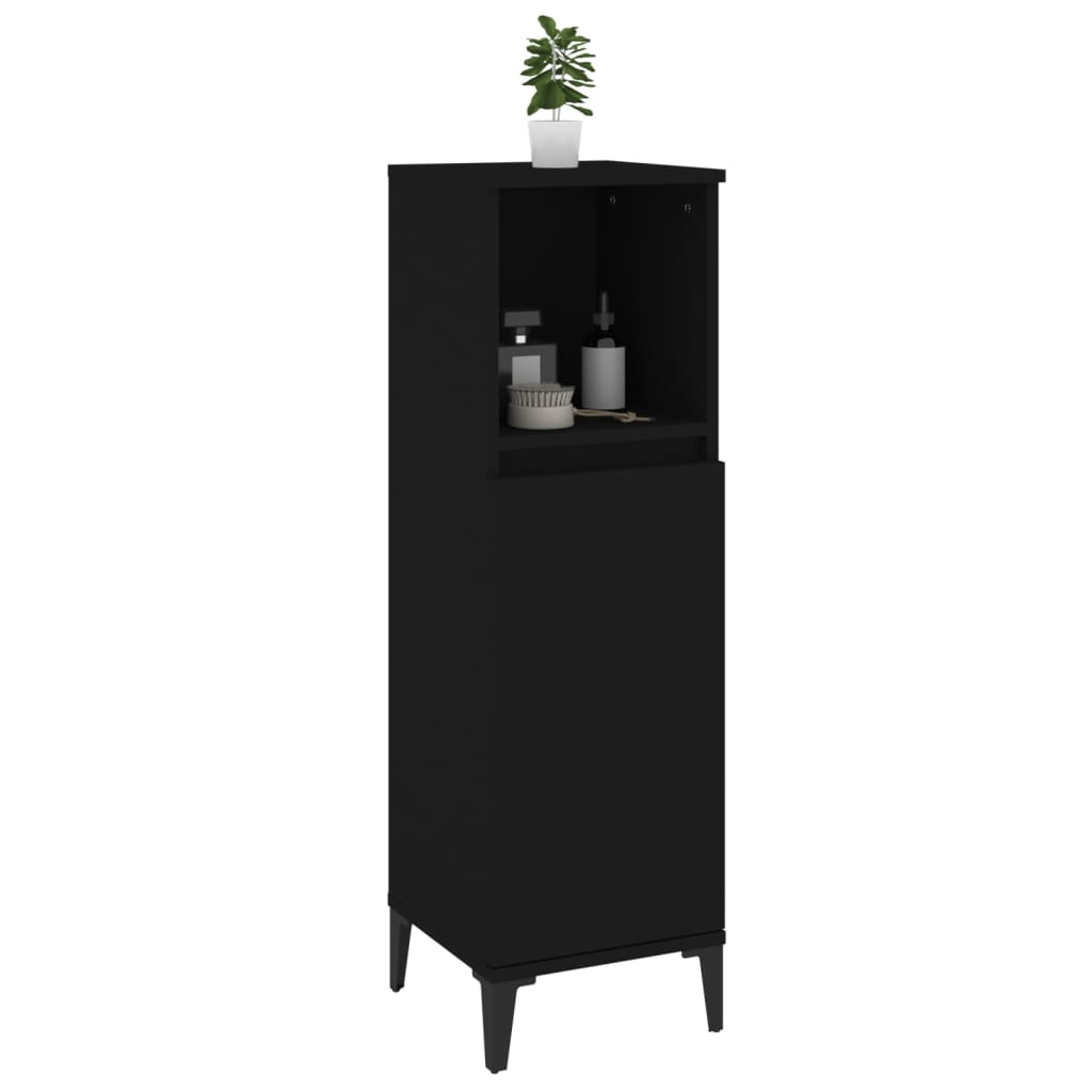 Badkamerkast 30x30x100 cm bewerkt hout zwart is nu te koop bij PeponiXL, paradijselijk wonen!