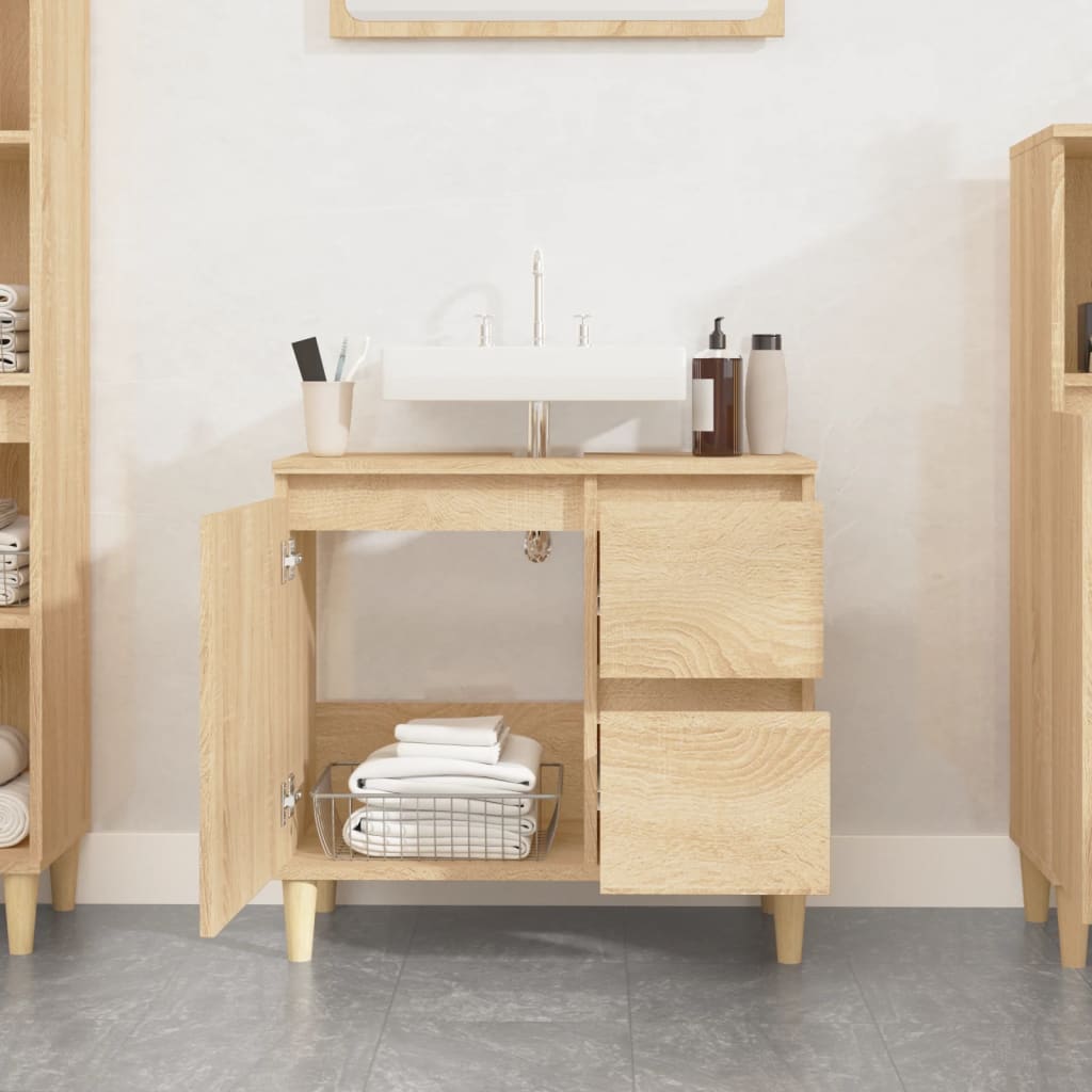 Badkamerkast 65x33x60 cm bewerkt hout sonoma eikenkleurig is nu te koop bij PeponiXL, paradijselijk wonen!
