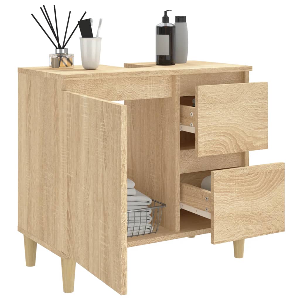 Badkamerkast 65x33x60 cm bewerkt hout sonoma eikenkleurig is nu te koop bij PeponiXL, paradijselijk wonen!