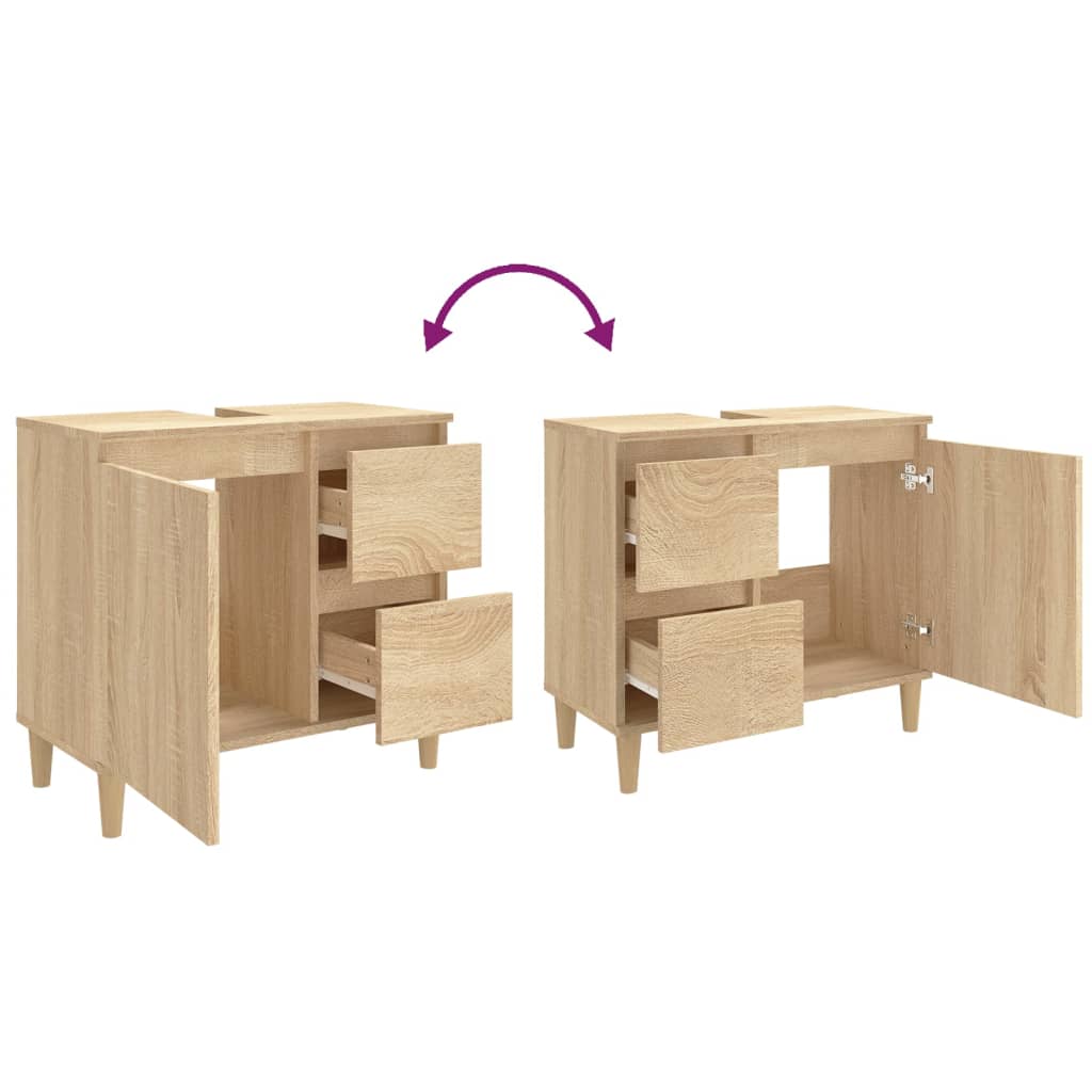 Badkamerkast 65x33x60 cm bewerkt hout sonoma eikenkleurig is nu te koop bij PeponiXL, paradijselijk wonen!