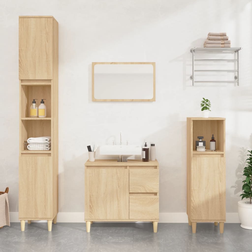 Badkamerkast 65x33x60 cm bewerkt hout sonoma eikenkleurig is nu te koop bij PeponiXL, paradijselijk wonen!