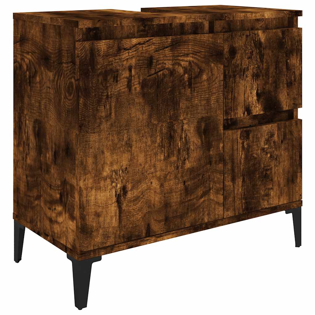 Badkamerkast 65x33x60 cm bewerkt hout gerookt eikenkleurig is nu te koop bij PeponiXL, paradijselijk wonen!