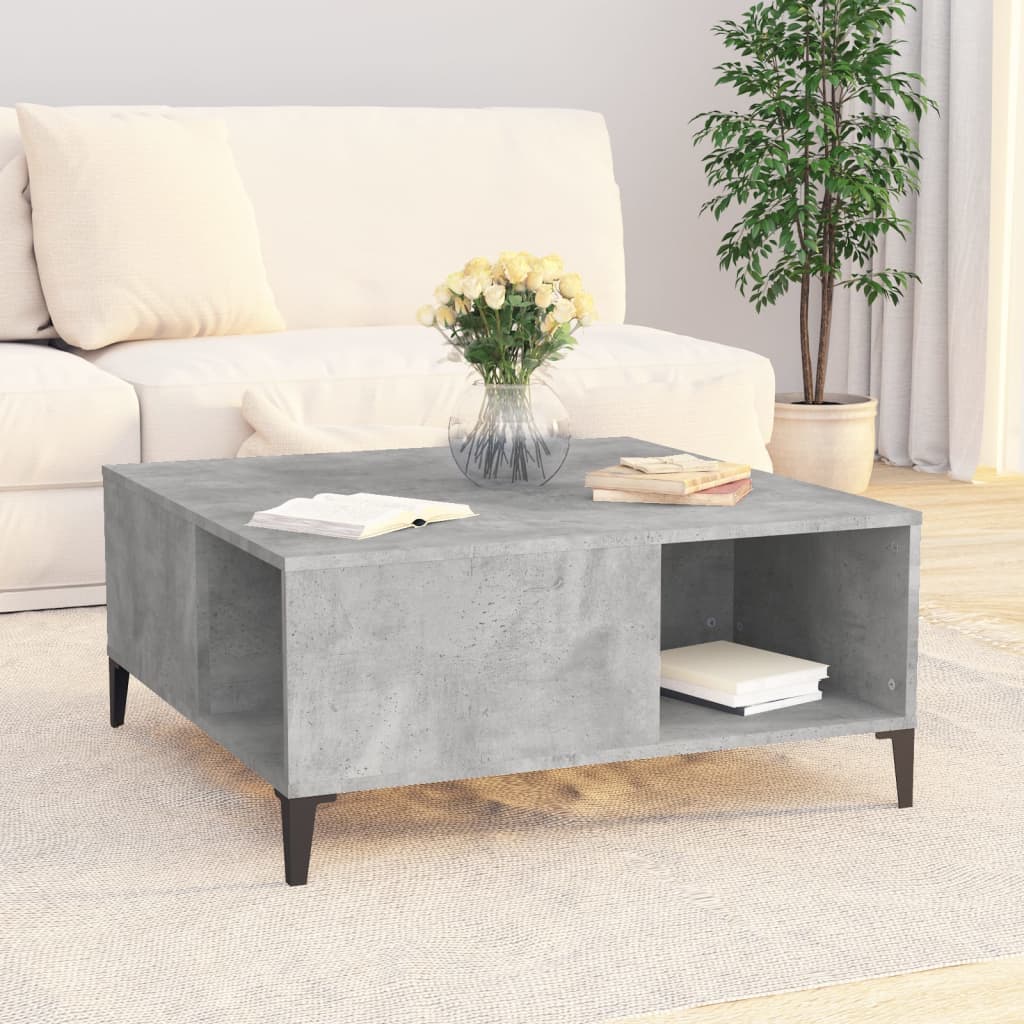 Salontafel 80x80x36,5 cm bewerkt hout betongrijs is nu te koop bij PeponiXL, paradijselijk wonen!