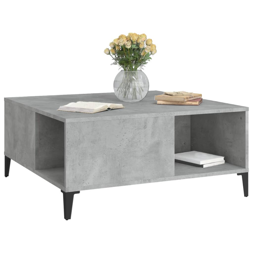 Salontafel 80x80x36,5 cm bewerkt hout betongrijs is nu te koop bij PeponiXL, paradijselijk wonen!