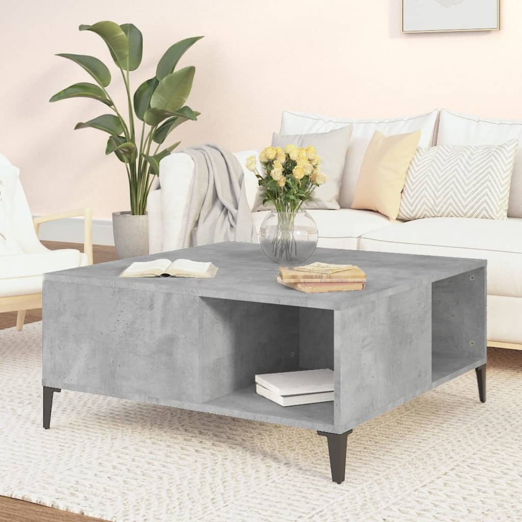 Salontafel 80x80x36,5 cm bewerkt hout betongrijs is nu te koop bij PeponiXL, paradijselijk wonen!