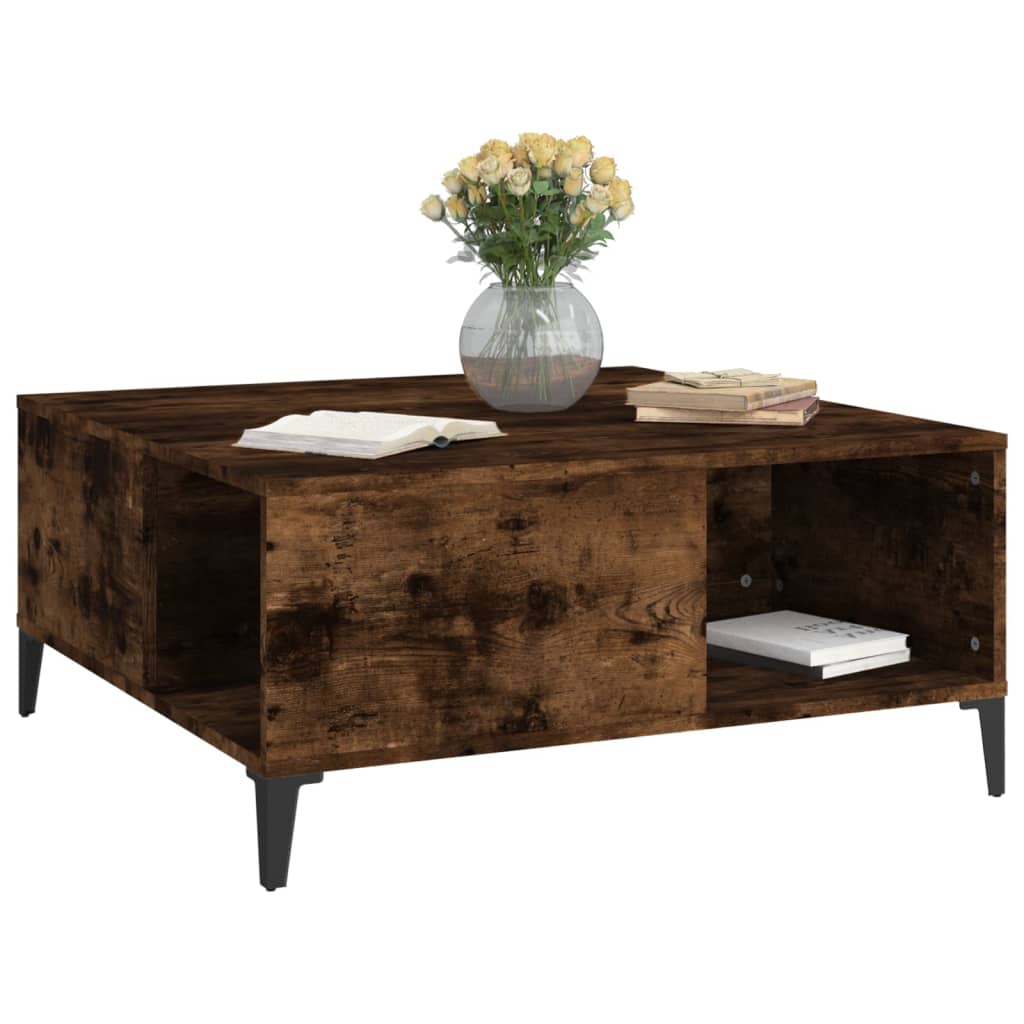 Salontafel 80x80x36,5 cm bewerkt hout gerookt eikenkleurig is nu te koop bij PeponiXL, paradijselijk wonen!