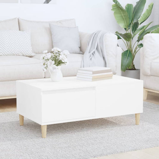 Salontafel 90x50x36,5 cm bewerkt hout wit is nu te koop bij PeponiXL, paradijselijk wonen!
