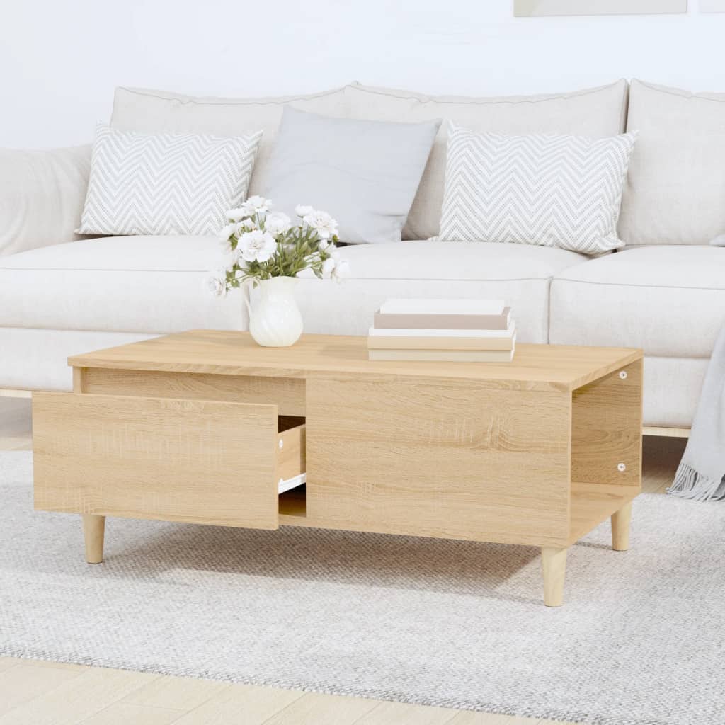 Salontafel 90x50x36,5 cm bewerkt hout sonoma eikenkleurig is nu te koop bij PeponiXL, paradijselijk wonen!