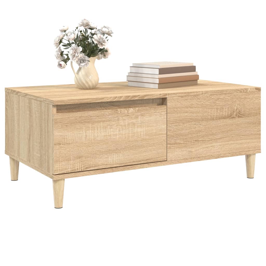 Salontafel 90x50x36,5 cm bewerkt hout sonoma eikenkleurig is nu te koop bij PeponiXL, paradijselijk wonen!