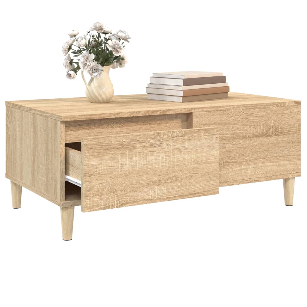 Salontafel 90x50x36,5 cm bewerkt hout sonoma eikenkleurig is nu te koop bij PeponiXL, paradijselijk wonen!