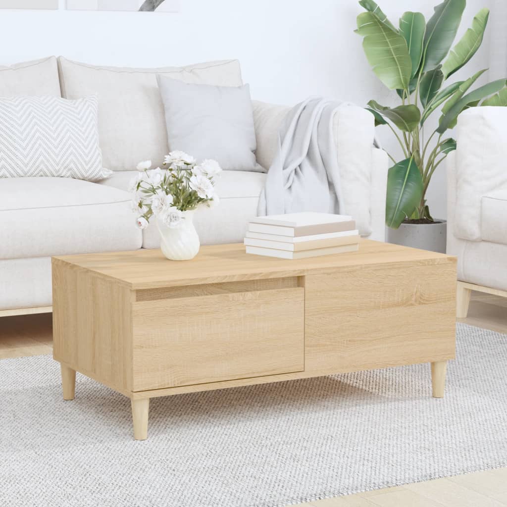 Salontafel 90x50x36,5 cm bewerkt hout sonoma eikenkleurig is nu te koop bij PeponiXL, paradijselijk wonen!