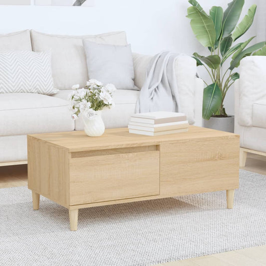 Salontafel 90x50x36,5 cm bewerkt hout sonoma eikenkleurig is nu te koop bij PeponiXL, paradijselijk wonen!